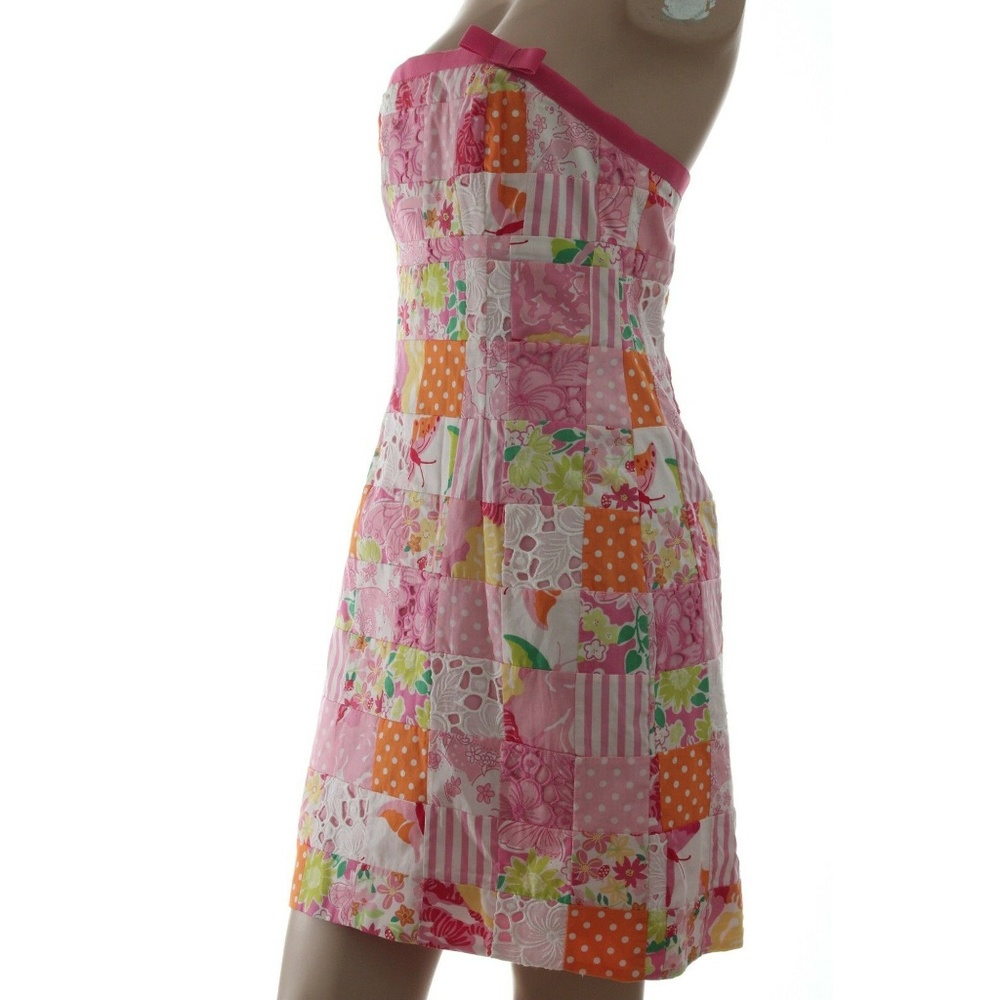Lilly Pulitzer Vintage Strapless 2 Minute Patch Kelly Patchwork Dress Size 2